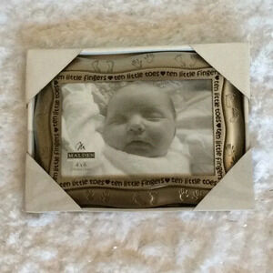 NWT 4x6 Malden Silver Baby Themed Picture Frame
